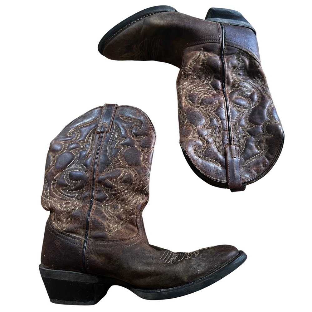 Laredo Brown Leather Western Cowboy Boots Women's 8.5